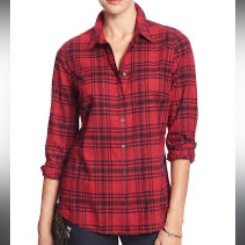 J. Crew red tartan plaid flannel shirt size XS
